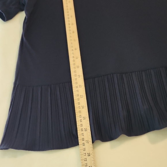 Talbots Navy Pleated Hem Blouse - Picture 5 of 5